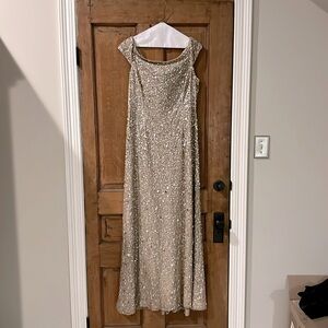 Adrianna Papell - sequin mesh gown in Champagne. Worn once.